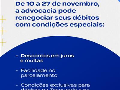 Notícia destaque: OAB-MT faz última campanha de regularização do ano; conheça benefícios para adimplentes