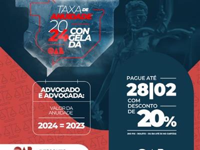 Foto da Notícia: OAB-MT define pelo congelamento da anuidade 2024