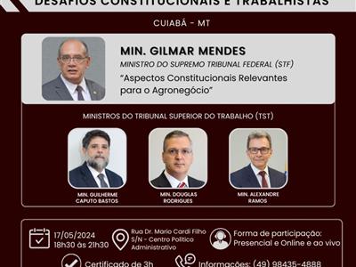 Notícia destaque: OAB-MT convida toda a advocacia para seminário sobre Agronegócio, com os ministros do STF e TST