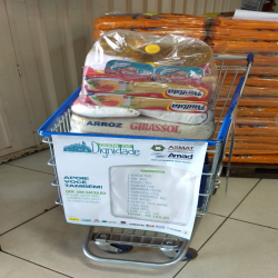 Cestas-básicas doadas por supermercados ao SOS Funcionários da Santa Casa